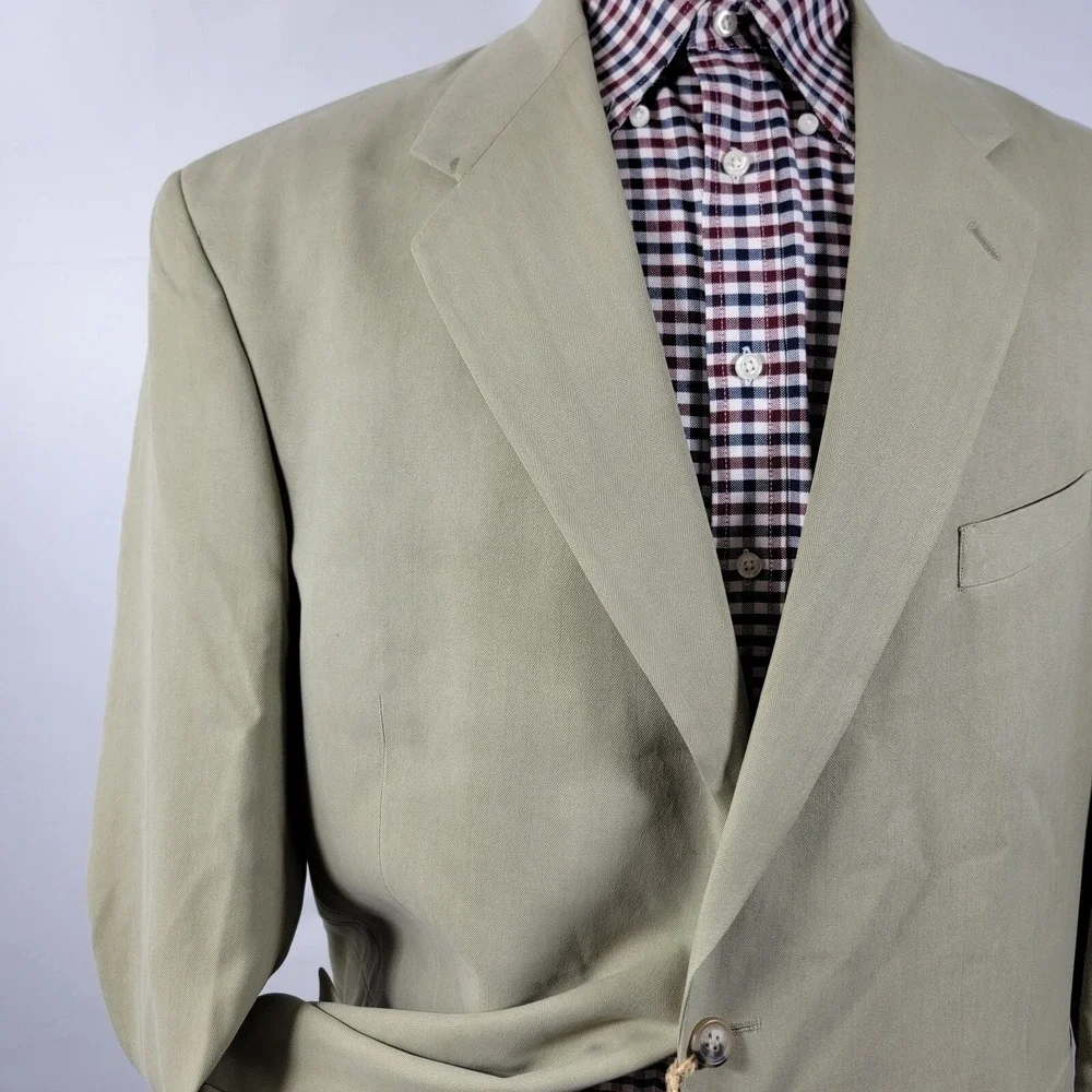 Boca Classics Island Wear Men's Sport Coat Two Button Beige Herringbone Silk 48L